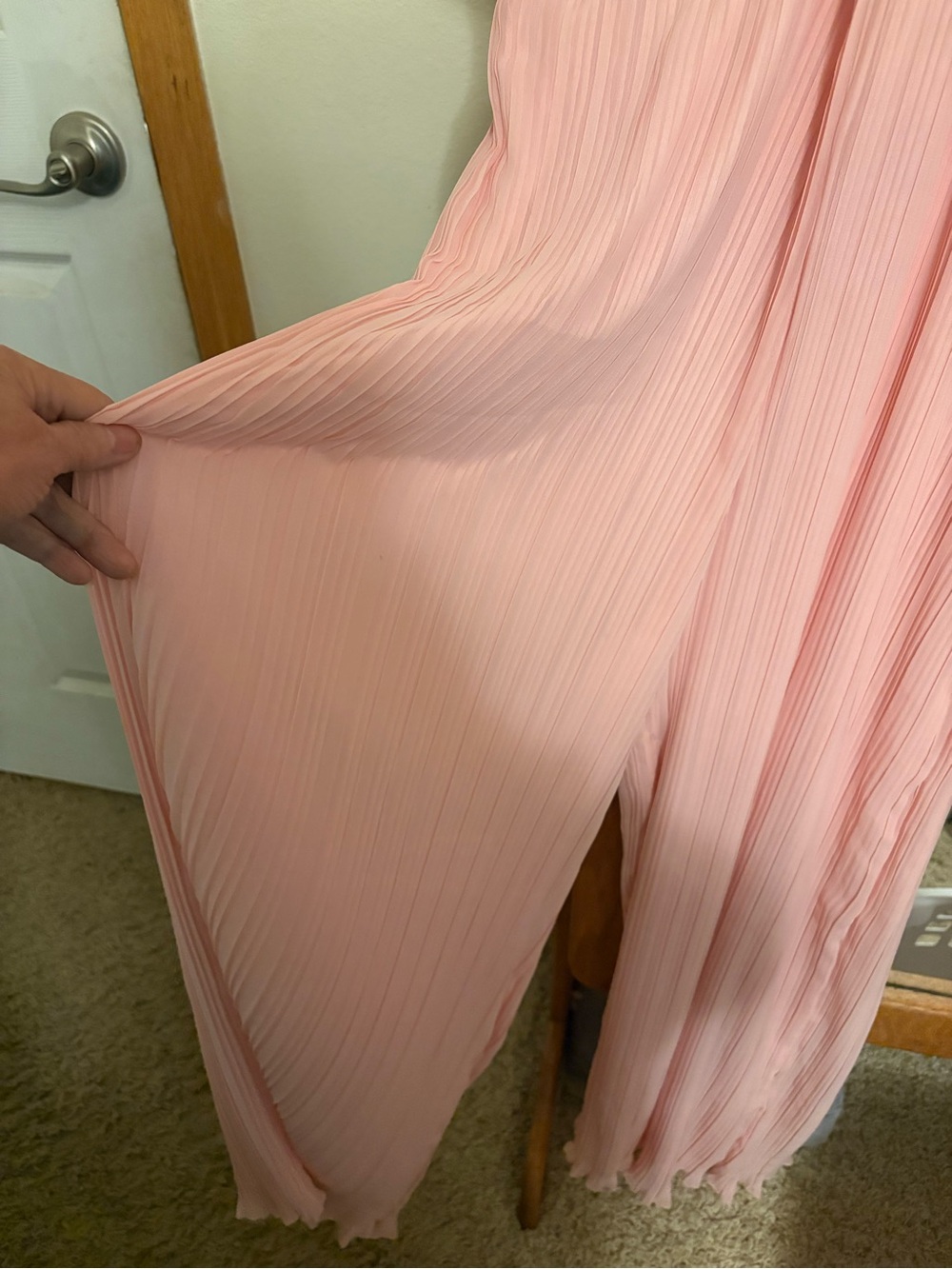 Pleated Pink Jumpsuit Romper - Lightweight Wide-Leg